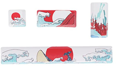 ciciglow Keycaps, 4 Pièces DIY Keycaps Kit PBT Cartoon Pattern Custom Keycaps Espace/ESC/Entrée/Petit Clavier Entrée Keycap pour Clavier Mécanique Universel