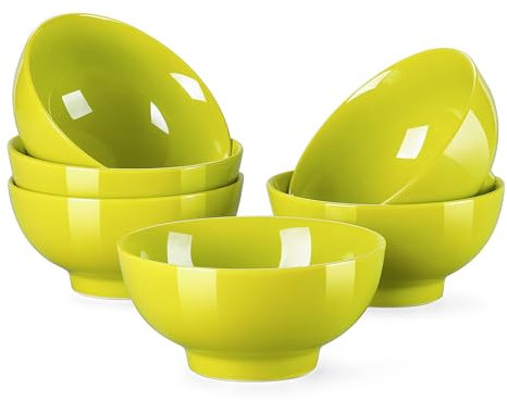 LOVECASA, Sweet Serie Ramen Frühstücksschalen aus Porzellan, 6-teilig, 550 ml, 15 cm, Teller Pure Farbe