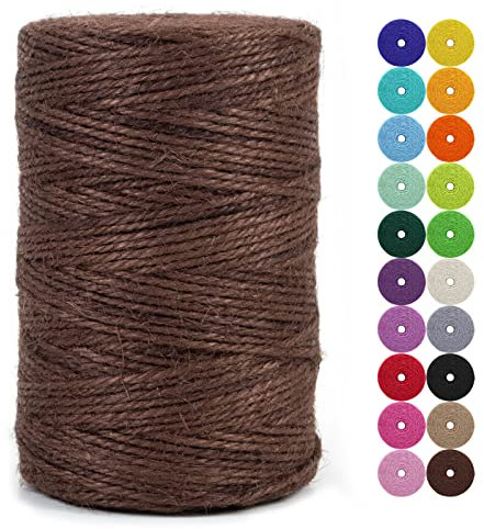 LEREATI Juteschnur 2mm x 200m Gartenschnur Paketschnur Naturfaser Hanfseil Jute Schnur Jutegarn Juteseil, Kordel Weihnachten für DIY Kunstgewerbe Gartenarbeit Geschenkverpackung Deko (Kaffee)