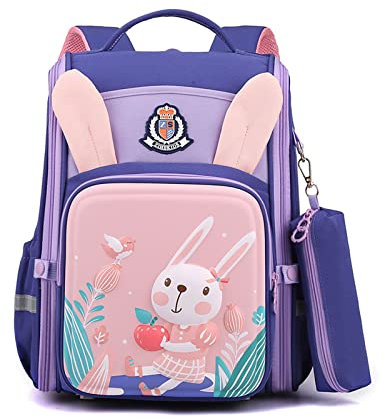 FANDARE Niedlich Kinderrucksack Schulranzen Reflektierend Schultaschen Jungen Mädchen Schulrucksack Jugendliche Schultasche für 1-6 Klasse Kind Reise Kindergartentasche Rucksack mit Federmäppchen