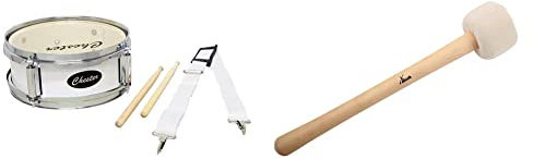Chester F893000 Street Percussion Junior Marching Drum & XDrum MBD1-H Marsch Schlägel für große Trommel hart (Drumschlägel, Trommelstock, Konzertschlägel für Trommel, 32cm, Kopfdurchmesser: 6,5cm)