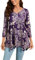 Enmain Maglietta Donna Tunica Scollo V Maniche a 3/4 Top Maglia Manica Lunga Taglie Forti Magliette Donna Elegant Camicetta con Stampata,Viola 2,2XL