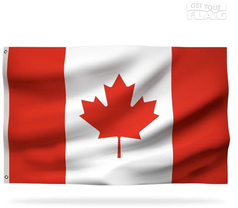 Drapeau Canadien Premium 150x90cm - Drapeau du Canada Résistant et de Haute Qualité avec 2 œillets métalliques - Soyez fier de porter vos couleurs !