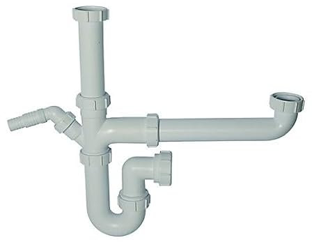 Universal Kitchen Sink Waste Trap for 1.5 Bowl Includes 40mm Trap with Appliance Outlet Adjustable Telescopic Height Pipe