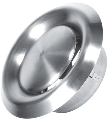 WPKD BLUEIY Stainless Steel Metal Air Vent 100mm,Wall Ventilation Cover,Adjustable Round Vent Outlet,Grille Cover for Bathroom Kitchen (Silver,140 x 100 mm)