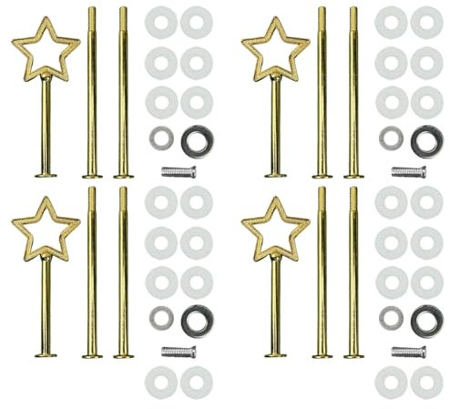 Zasjon 4 Stück Etageren Stangen Set, Etagere 3 Etagen Stäbe Etagere Bausatz Stange Metallstangen Etagere Tortenständer Tortenhalter Etageren Stangen für Hochzeitstorte Kuchen, Obst, Gold