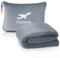 Folame Soft Reisedecke und Kissen- 2 in 1 Flugzeug Decke Kompakt mit Soft Bag Kissenbezug, Gepäckgürtel und Rucksack Clip, Tragbare Lange Flug Essentials für Reisen (Grau)