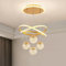 LED Pendelleuchte Gold dimmbare mit Fernbedienung 3000k-6500k Moderne 4 Plastik Ball mit Kristalleffekt Hängelampe 54W Esszimmerlampe hängend höhenverstellbar Esstischlampe für Wohnzimmer Schlafzimmer