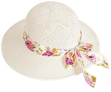 Wide Brimmed Sun Hat Women White New Imitation Lafite Summer Sunshade Big Brim Fisherman Beach Caps for UK Fishing (White, A)
