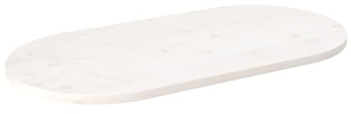 ROMHZKS Plateau de table blanc - 100 x 50 x 2,5 cm - En bois de pin massif - Ovale - Pour table à manger, salon