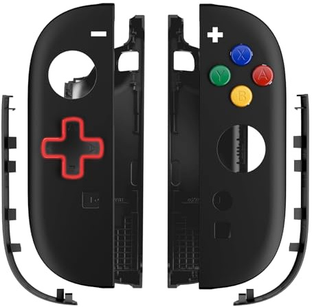 eXtremeRate D-Pad Version Gehäuse Ersatzteil für Switch 2 Joycons, Essence Version Custom Grips Shell/Deko Streifen/ABXY/Dpad Buttons Zubehör für Nintendo Switch 2 Joy Con-Schwarz