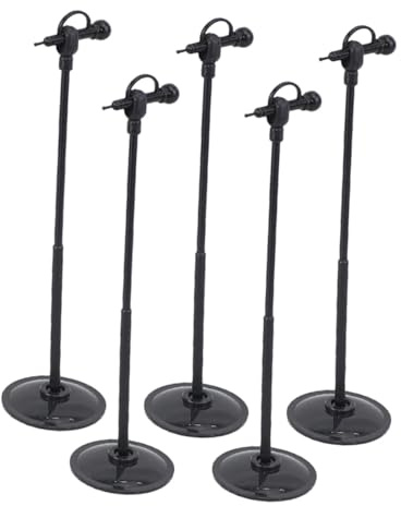 HOODANCOS 5 Stück Teiliges Mini Mikrofon Modell mit Ständer Realistische Puppenhaus Dekoration Lebensechtes Musikinstrument Tragbares Mikrofon Zubehör für Puppen und Miniatur Szenen