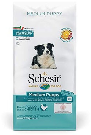 Schesir, Cibo Secco per Cani Cuccioli di Media Taglia al Gusto Pollo, in Crocchette - Formato Sacco da 12Kg