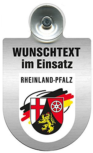 HSK Einsatzschild für Windschutzscheibe incl. Saugnapf - WUNSCHTEXT...Eigener Text - Wappen nach Wahl - 309470 Farbe Region Rheinland-Pfalz