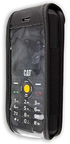 caseroxx Ledertasche mit Gürtelclip für Cat B30 in schwarz – robuste Handy-Tasche mit Sichtfenster & Gürtelclip aus Echtleder, ideal für Beruf, Freizeit, Outdoor & sicheren Transport
