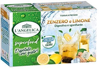 L'Angelica, Tisana Funzionale Zenzero e Limone, Ideale per il Dopo Pasto, Proprietà Digestive e Rilassanti, Vegan, 10 Confezioni da 20 Filtri