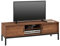 IDIMEX Selma - Mueble bajo para TV (diseño industrial, 2 puertas correderas, 1 compartimento abierto, pino macizo, barnizado), color marrón