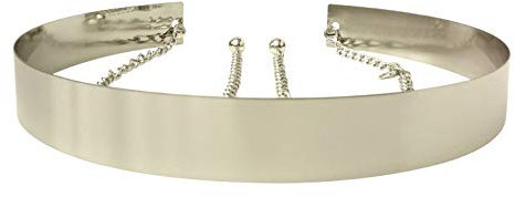 Live It Style It Damen Metall Gürtel Voll Waist Spiegel Breit Gold Silber Platte Bund Ketten Gürtel (4.5cm, Silber)