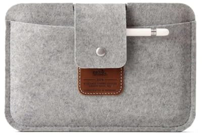 Pack & Smooch Hülle für iPad mini 7/6 / 5 | Schutzhülle iPad mini mit Tastatur und Pencil Halter | Pflanzlich Gegerbtes Leder | Handmade in Germany | Farbe in Grau/Hellbraun