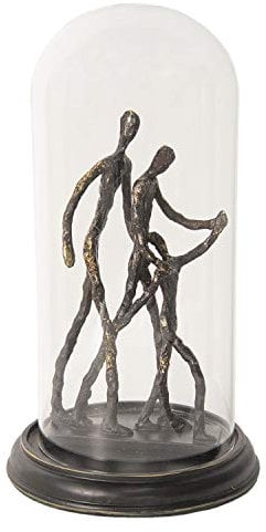 Clayre & Eef Glasglocke mit Dekoration Ø 16 * 28 cm Transparent Polyresin/Glas 6GL2468