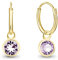 DTPsilver® Orecchini a Cerchio Piccoli - Argento 925 Placcato in Oro Giallo con Cristalli Swarovski® Elements - Pendenti Rotondi - Spessore : 1.2 mm - Diametro: 12 mm – Colore: Viola