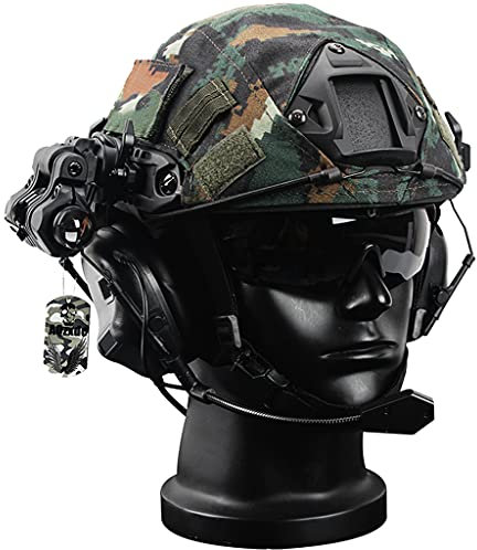 AQzxdc Taktisches Helm-Set, Mit Militär-Headset & Schutzbrille & NVG-Halterung & Teleskop-Modell, Taktische Ausrüstungskombination, Für Airsoft Protective Outdoor Paintball Cosplay,Sets c