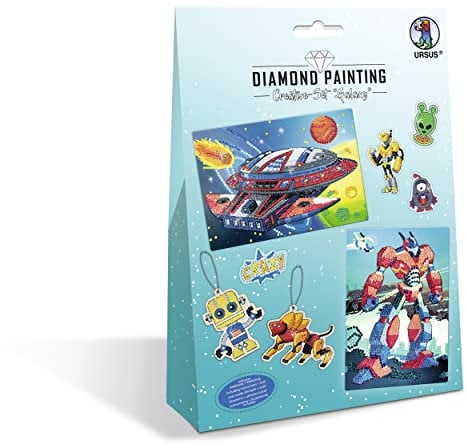Ursus 43510004 - Diamond Painting Creative Set Galaxy, Bastel-Set für Kinder zum kreativen Gestalten von Bildern, Anhängern und Stickern mit Diamanten