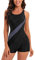 Ruuione Femme Maillot de Bain Une Pièce Sport Amincissant Natation Siamois Shorty,1Gray,XXL(44)
