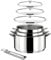 CUISINOX - Eclipse - Lot 7 pièces - Casseroles 16, 18, 20 cm (1.5L, 2L, 3L), 3 couvercles et poignée amovible - Fond encapsulé - Compatible tous feux - Acier Inoxydable 18/10 - Finition miroir