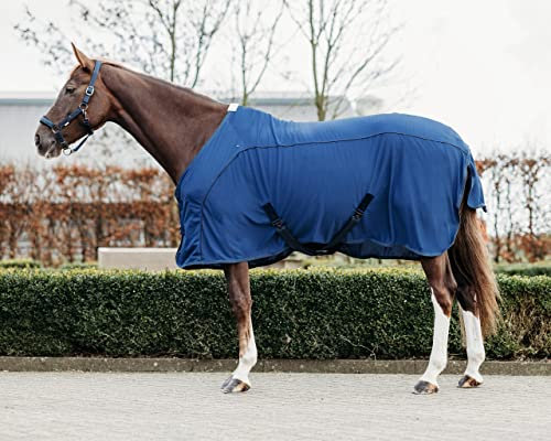 QHP Pferde-Decke Transportdecke Coolmesh Astana Widerristpolster (115 cm, Navy)