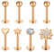 Mayhoop Lippenpiercing Labret Stud 16G 8mm Edelstahl Lippenstecker Tragus Helix Piercing Monroe Medusa Piercing Schmuck für Damen Herren Rosegold 8St