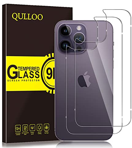 QULLOO Rückseite Schutzfolie für Panzer Schutz Glas für iPhone 14 Pro, 9H Härte Zurück Schutzglas Hinten Schutzfolie HD Klar Rückseite Folie für iPhone 14 Pro - 2 Stück