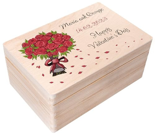 Creative Deco Personalisierte Geschenke Wunschtext Holzkiste | Romantisches Geschenk Valentinstag für ihn und Sie Deko | Individuelles Geschenk für Frauen, Mädchen und Paar | Mehrere Motive