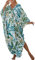 Bsubseach Long Half Sleeve Kaftan for Women Plus Size V Neck Swimsuit Coverups Summer Beach Dress Green