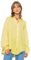 SASSYCLASSY Oversize Musselin Bluse Damen Langarm - Oversized Freizeit Look - Hemdbluse lang aus Baumwolle mit V Ausschnitt - Long-Bluse One Size (Gr. 36-48) Gelb