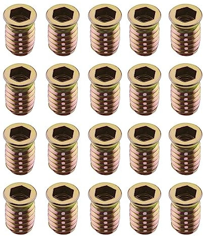 ECSiNG Lot de 100pcs Inserts de Vis M8 Meubles Vis Accessoires de Boulon d'inserts de Meubles en Bois Filetés par Écrou pour l'entretien de Voiture d'assemblage de Meubles Génie Mécanique