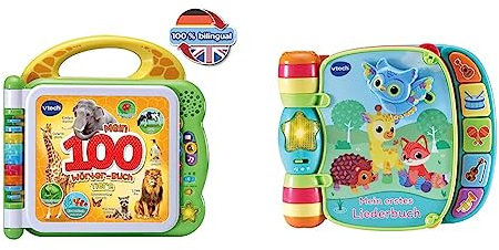 VTech Baby Mein 100-Wörter-Buch: Tiere & Baby Mein erstes Liederbuch – Kunterbuntes Buch mit 6 Seiten und beweglichen Elementen zum Spielen, Zuhören und Mitsingen – Für Kinder von 6-36 Monaten