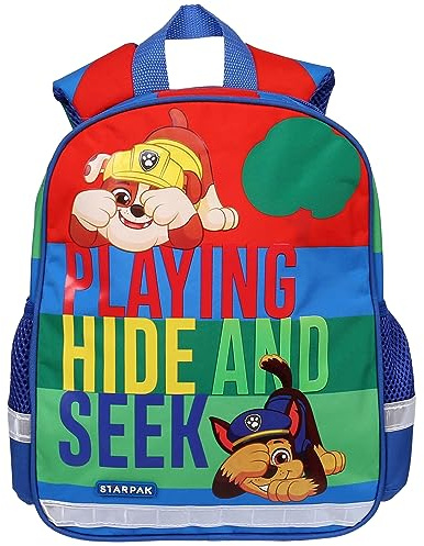 Paw Patrol Chase Rubble Blauer Kindergarten Rucksack für Jungen, Reflektoren 31x25x10cm