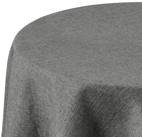 Deconovo Tischdecke Wasserabweisend Tischwäsche Abwaschbar Tischdecken Lotuseffekt Tischtücher Leinenoptik für Esszimmer Küche Wohnzimmer, Rund, 140cm, Grau, 1 Stück