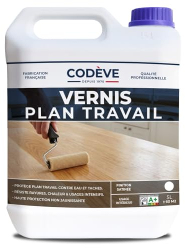 Vernis Plan De Travail - Codeve Bois - 5L - Intérieur - Incolore Pour Un Plan De Travail En Bois Massif, Stratifié Ou Lamellé.