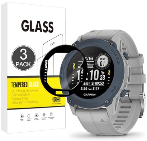 E-Hamii Displayschutzfolie kompatibel mit Garmin Descent G1,[3 Stück][3D Curved Full Cover][Kratzfest, High Definition] Schutzfolie für Garmin Descent G1