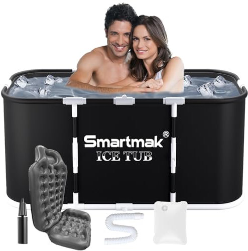 Smartmak Baignoire glacée portable XL pour athlètes, thérapie et récupération, bain d'entraînement à immersion froide à la maison et en plein air, noir