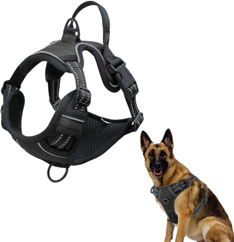 Pettorina Cane Taglia Grande Pettorina Cane ad h Regolabile Pettorina Anti Tiro per Cani Pettorina Cane con Manico Imbracatura Riflettente Traspirante Gilet per Cani Regolabile per Camminare