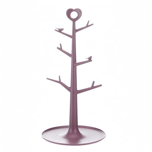 NBBENG Mug Tree, 6 PCS Plastic Mug Holder, Countertop Mug Tree, Mug Stand Coffee Mugs Tree & Tea Cup Storage Rack, Mug Rack Countertop for Kitchen Bar Display (Red)