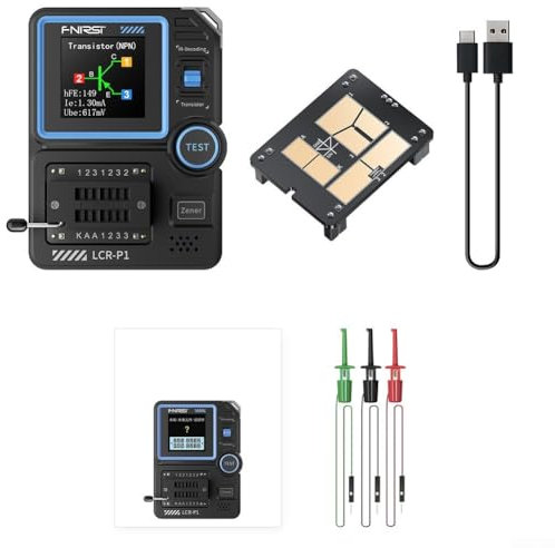 Besttoolifes LCR-P1 - Tester multimetro per transistor, identificatore intelligente dei componenti, misuratore di resistenza del condensatore a diodi con schermo a colori, design anti-ustione,