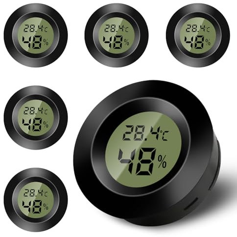 6PCS Mini Termometro Ambiente Interno Digitale, LCD Igrometro Digitale, Monitor di Temperatura e Umidità per casa, asilo nido, incubatrice per chitarra Rettili Serra per auto, Nero