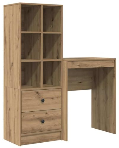 vidaXL Desk with Storage Space Oak Artisan Engineered Wood