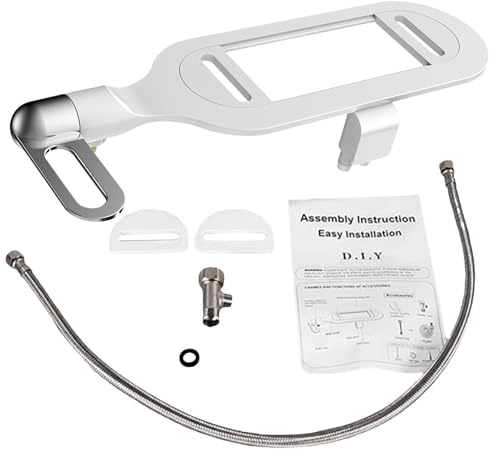 Smart Toilet Flusher Bidet, Double Nozzle Wash Sprayer, Self Cleaning Adjustable Pressure System, Easy Install Bathroom Attachment for Restroom Use in Home 16.94x4.73x2.76 Inches