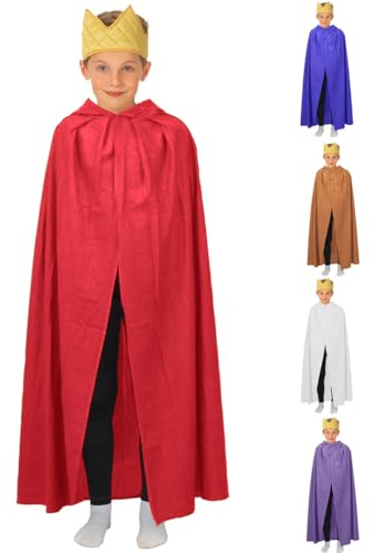 Charlie Crow King or Queen cloak Nativity/Christmas Costume for Kids | one size 7-9 yrs | Four colours available | RED