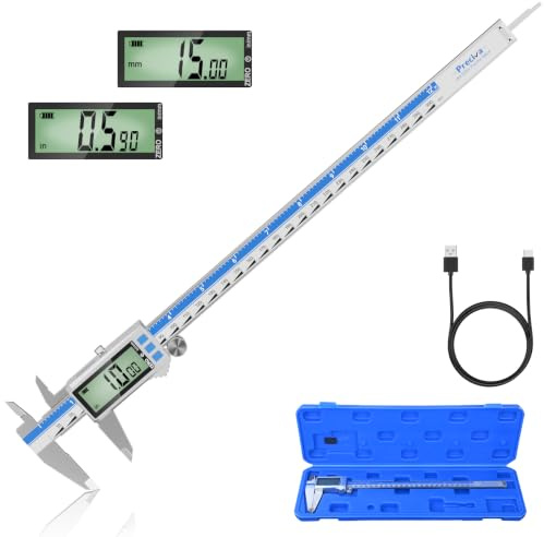 Preciva 300mm Rechargeable Vernier Caliper,IP54 Waterproof Digtal Caliper | 12 Inch Digital Caliper with MM/Inch Conversion,Vernier Caliper with Large LCD Screen,,Precision Measuring Tool